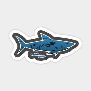 Shark and Scuba diver Cut-out Magnet