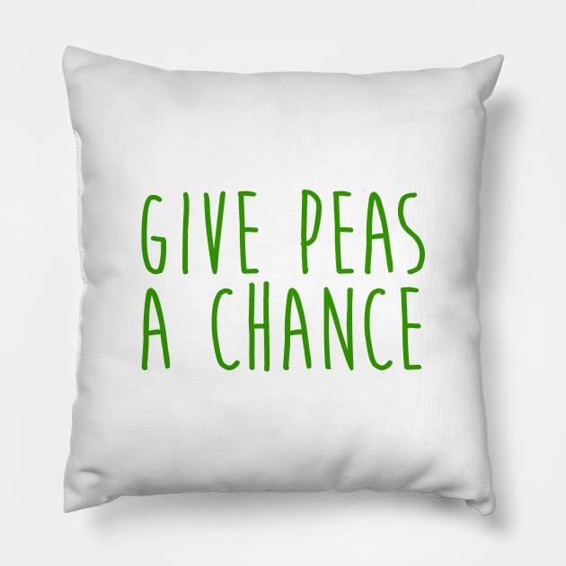 Give Peas A Chance Pillow by OrangeCup