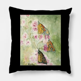 3 Monarch Butterflies Pillow