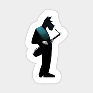 Blue Scottish Terrier Saxophonist Magnet