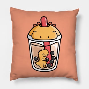 Bubble Tea with Cute Kawaii T-Rex Inside Pillow