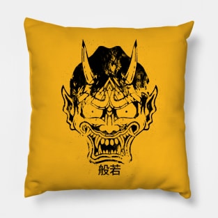 hannya mask black Pillow