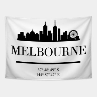 MELBOURNE AUSTRALIA BLACK SILHOUETTE SKYLINE ART Tapestry