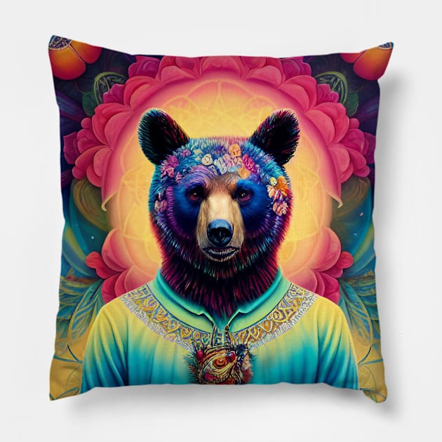 Hipster Bear Pillow by JULCI