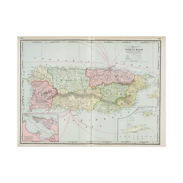 Vintage Map of Puerto Rico (1901) by Bravuramedia