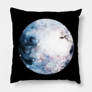 Nigth sky and watercolor blue moon Pillow