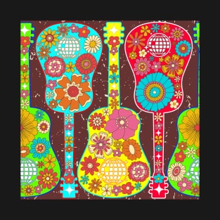 Retro Floral Disco Guitars T-Shirt