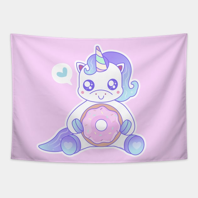 Donut Unicorn Tapestry by jessycroft