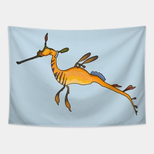 Weedy seadragon cartoon illustration Tapestry