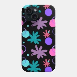 Pink Circle and violet flowers pattern Phone Case