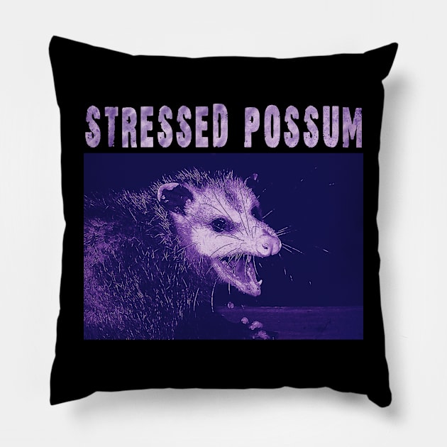 Stressed Possum meme Pillow by Purplelism