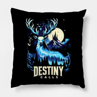 Destiny Calls - Mystical Stag by the Full Moon Pillow