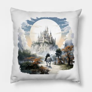 The White One Arrives at the Tower of Guard - Fantasy Pillow