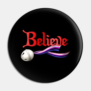 Believe Genderfluid Pride Jingle Bell Pin