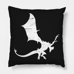 Distressed Fantasy Dragon Silhouette Pillow