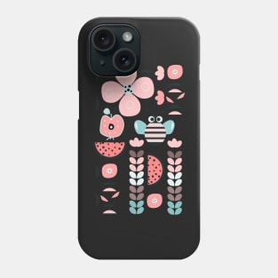 Funny bee and fruits Phone Case
