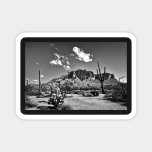 Superstition Mountain In Black And White Magnet