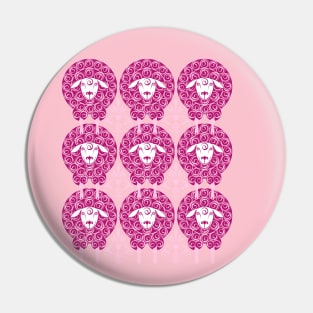 Nine pink sheep Pin