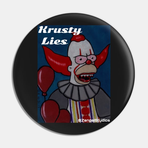 Krusty the Killer Clown Pin by Zenpaistudios