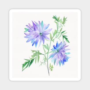 Blue Watercolor Flower Magnet