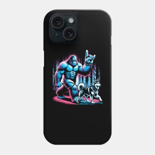 Bigfoot Walking Siberian Huskies Dog Tee for Arctic Dog Enthusiasts Phone Case