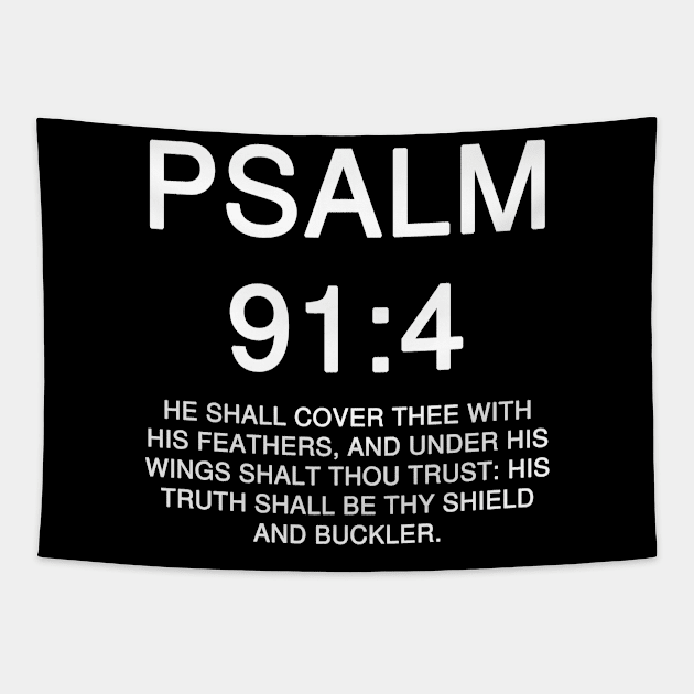 Psalm 91:4 King James Version Tapestry by Holy Bible Verses