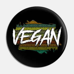 Retro Colored Vegan Stripes T-Shirt Pin