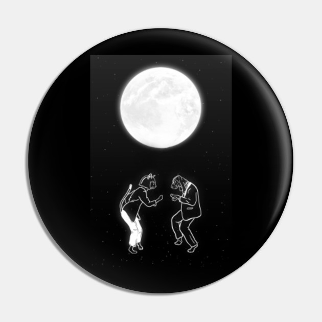 Cat And Dog Dancing Under The Moonlight Pulp Fiction Pin