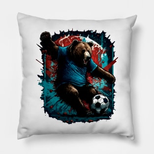 Grizzly Bear Sports Player Soccer Futball Football - Graphiti Art Graphic Trendy Holiday Gift Pillow