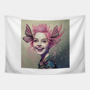 Pink Faerie with Pink Wings in her hair Tapestry