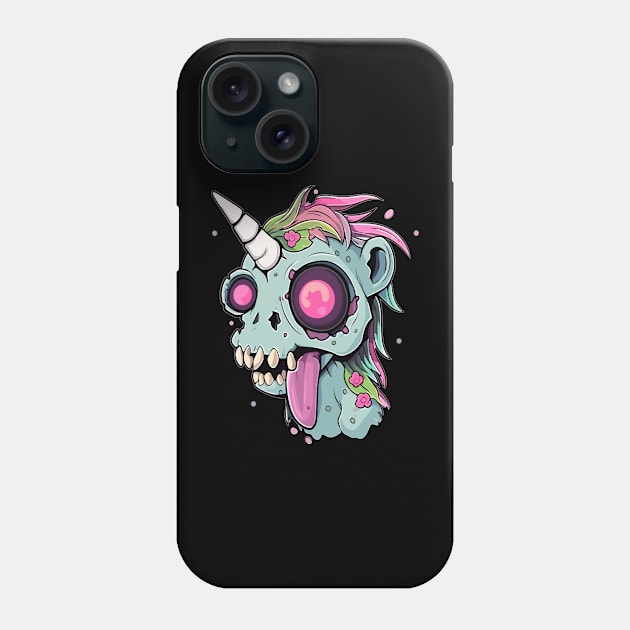 Arty Zombie Unicorn Halloween Unicorn Phone Case by QQdesigns