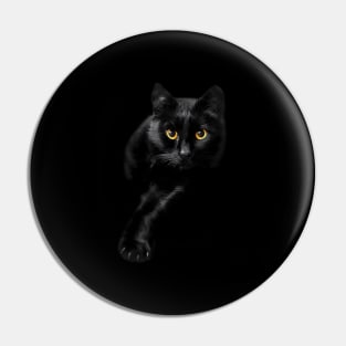 Black Cat Yellow Eyes Cats Pin