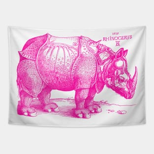 Albrecht Durer's Rhinoceros in Pink Tapestry