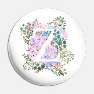 botanical monogram alphabet Z hydrangea flowers Pin