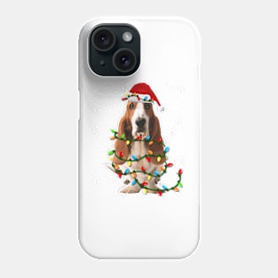 Basset Hound Christmas Lights Santa Hat Xmas Phone Case