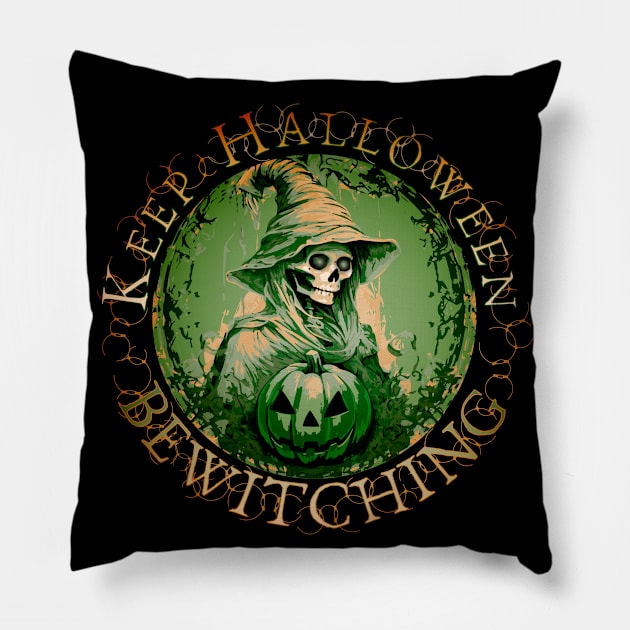 Keep Halloween Bewitching Pillow by mythikcreationz