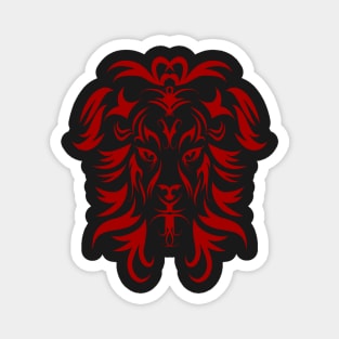 Tribal Tattoo Art Red Lion Head Magnet