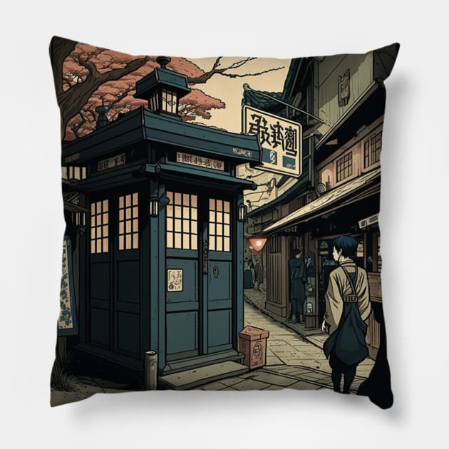 2d illustration of Tardis in Japan Pillow by KOTYA