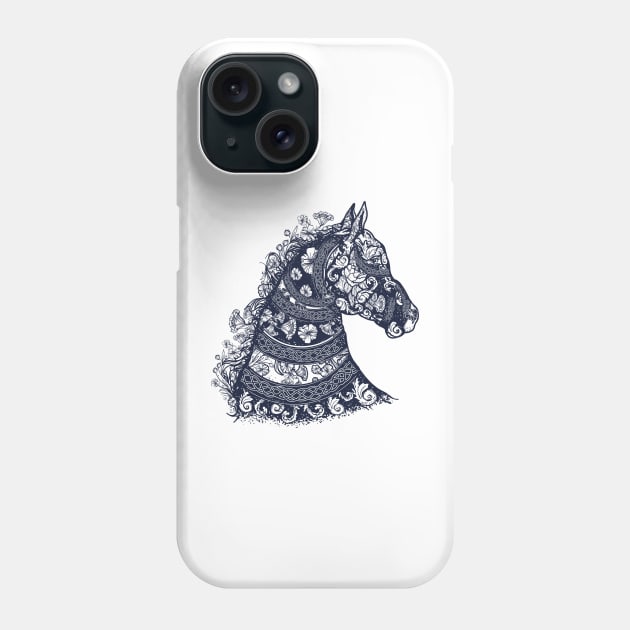 horse tattoo floral Phone Case by Mako Design 