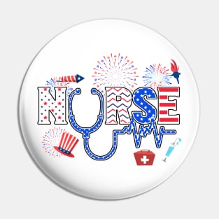 4th Of July Nursing For Women Stethoscope Nurse Graduation Pin