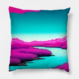 Anime pink landscape t-shirt Pillow