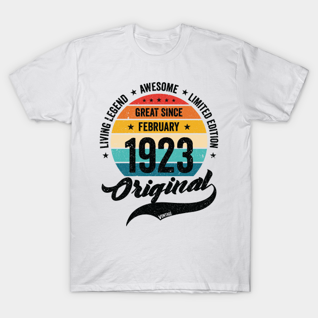 Discover 100 Years February 1923 Birthday Vintage Bday Classic T-Shirt