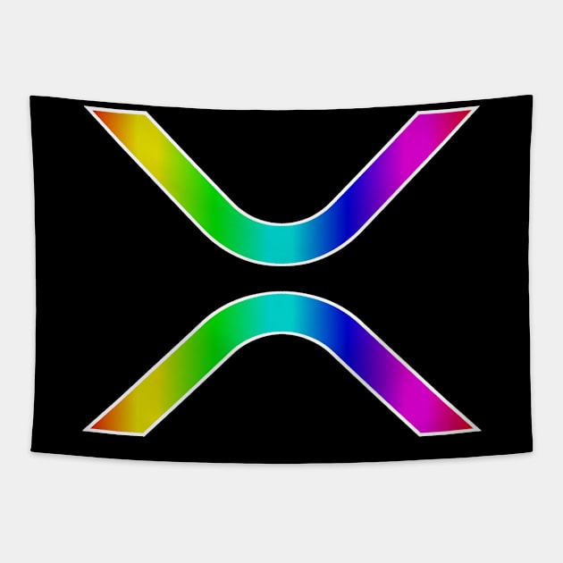 Ripple (XRP) in Rainbow Gradient T-Shirt Tapestry by cryptogeek