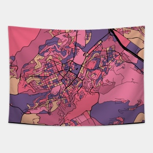 Stuttgart Map Pattern in Purple & Pink Tapestry