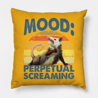 OPOSSUM MOOD PERPETUAL SCREAMING VINTAGE RETRO Pillow