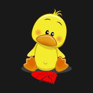 Valentine's Day Special Cute Sad Duck, Broken Heart T-Shirt