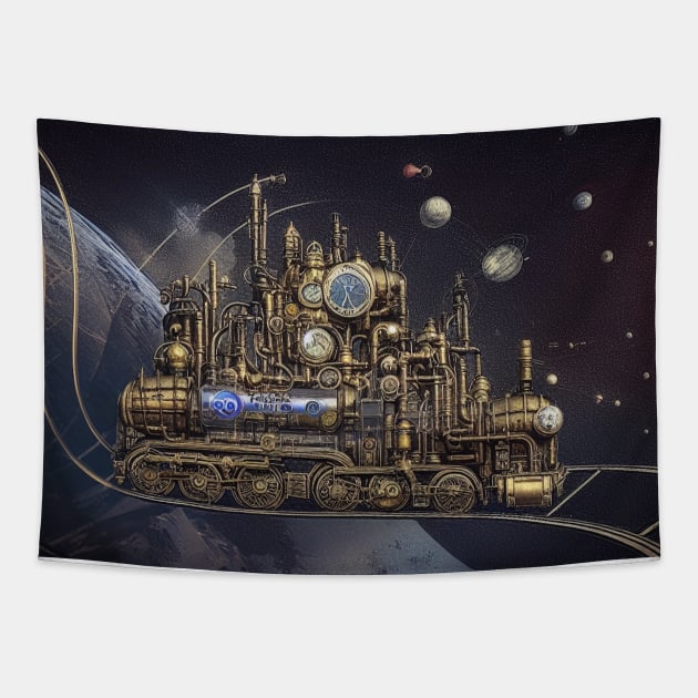 Steampunk Space Train Tapestry by FelisSimha