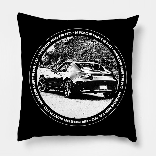 Mazda Miata MX-5 ND Black 'N White 4 (Black Version) Pillow by Cero