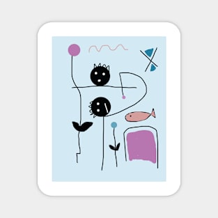 Kids and Modern Dance Stick Figure Magnet