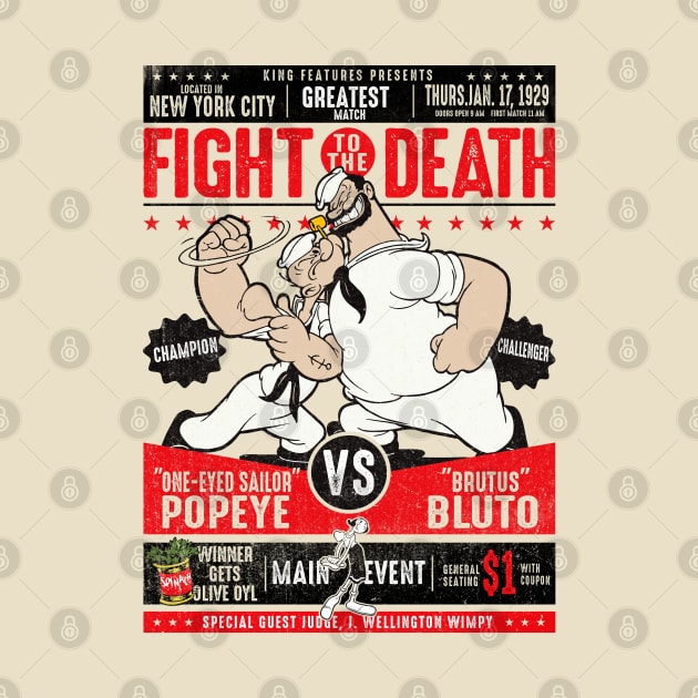 Popeye vs. Bluto Fight Poster by Alema Art